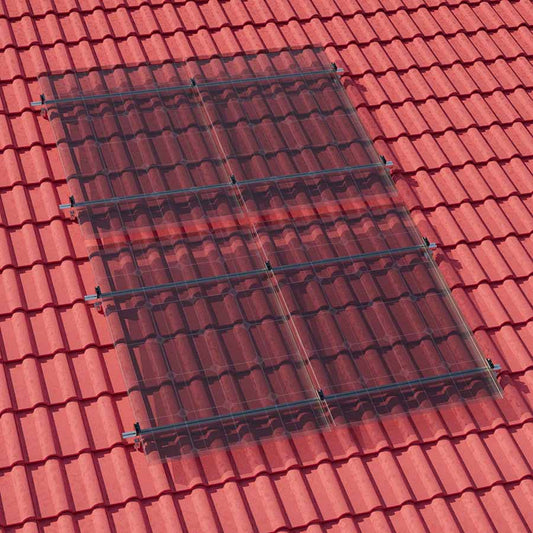 Montageset – Schrägdach/Ziegeldach – für 4 x PV-Module (hochkant 2×2, nebeneinander 1×4)