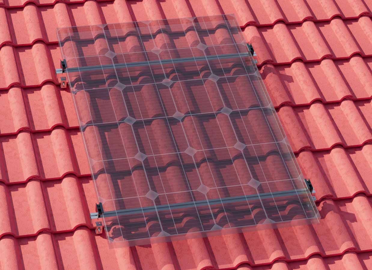 Montageset – Schrägdach/Ziegeldach – für ein PV-Module (hochkant)