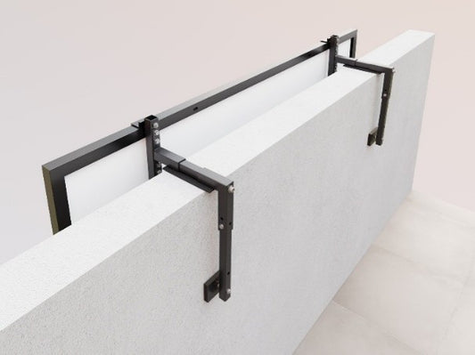 Betonbalkonhalterung Typ 2 für Brüstung von 100 mm bis 150 mm oder 180 mm bis 230 mm / Höhenverstellung bis 200 mm
